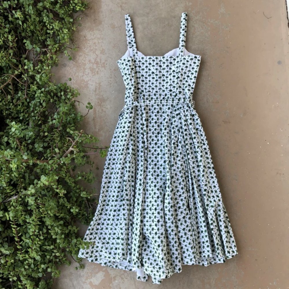 Milly Palm Tree Cotton Front Tie Midi Tea Dress - Picture 4 of 4
